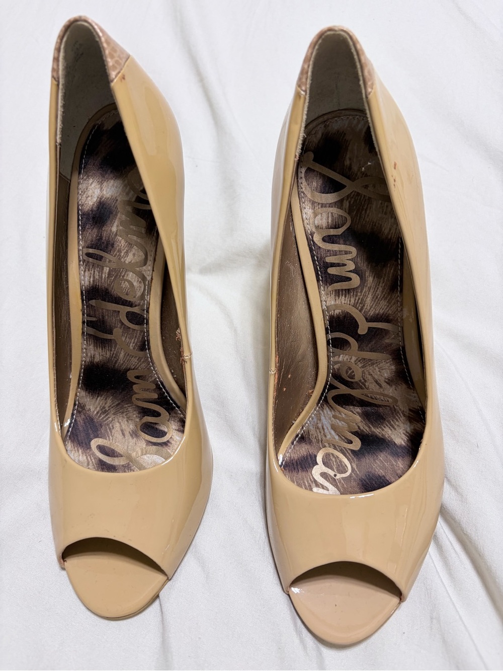 Sam Edelman Nude Patent Peep-Toe Pumps 7.5